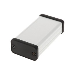 1 pcs - Hammond 1455 Series Silver Aluminium Enclosure, IP54, Black Lid, 80 x 45 x 25mm