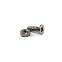 1 pcs : IO-M3X10/M3HN-50 - Screws & Fasteners M3 Thread, 10mm, Flathead Phillips, Steel, Nickel, Pack50 (50 Screws/50 Nuts)