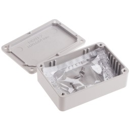1 pcs - RS PRO Grey Die Cast Aluminium Enclosure, Grey Lid, 79.9 x 54.9 x 25.5mm