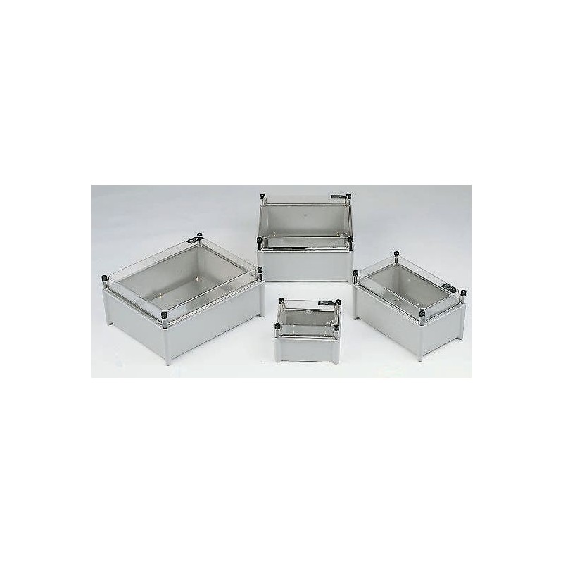 1 pcs - RS PRO Grey Fibreglass Enclosure, IP66, Transparent Lid, 300 x 175 x 300mm