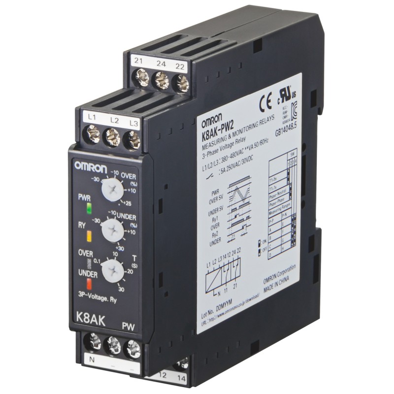 1 pcs - Omron Voltage Monitoring Relay, 3 Phase, SPDT