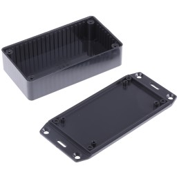 1 pcs - Hammond 1591 Series Black ABS Enclosure, IP54, Flanged, Black Lid, 112 x 62 x 27mm