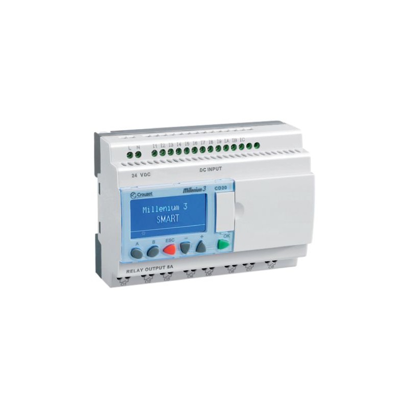 1 pcs - Crouzet Millenium 3 Series Logic Module, 24 V ac Supply, Relay Output, 12-Input, Digital Input