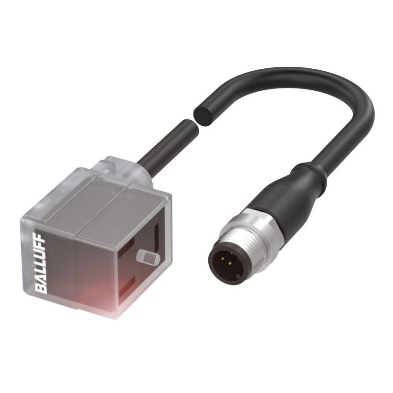 1 pcs - BALLUFF Right Angle Female DIN 43650 Form B to Straight Male M12 Sensor Actuator Cable, 1m