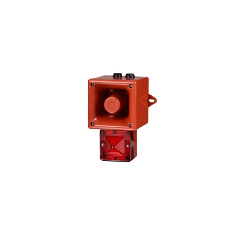 1 pcs - e2s AL105NX Series Red Sounder Beacon, 24 V, IP66, Wall Mount, 113dB at 1 Metre
