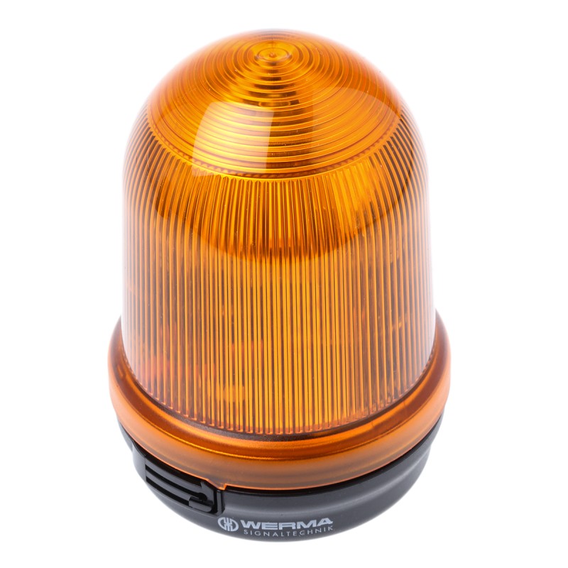 1 pcs - Werma BM 828 Series Yellow Flashing Beacon, 24 V dc, Surface Mount, Xenon Bulb, IP65