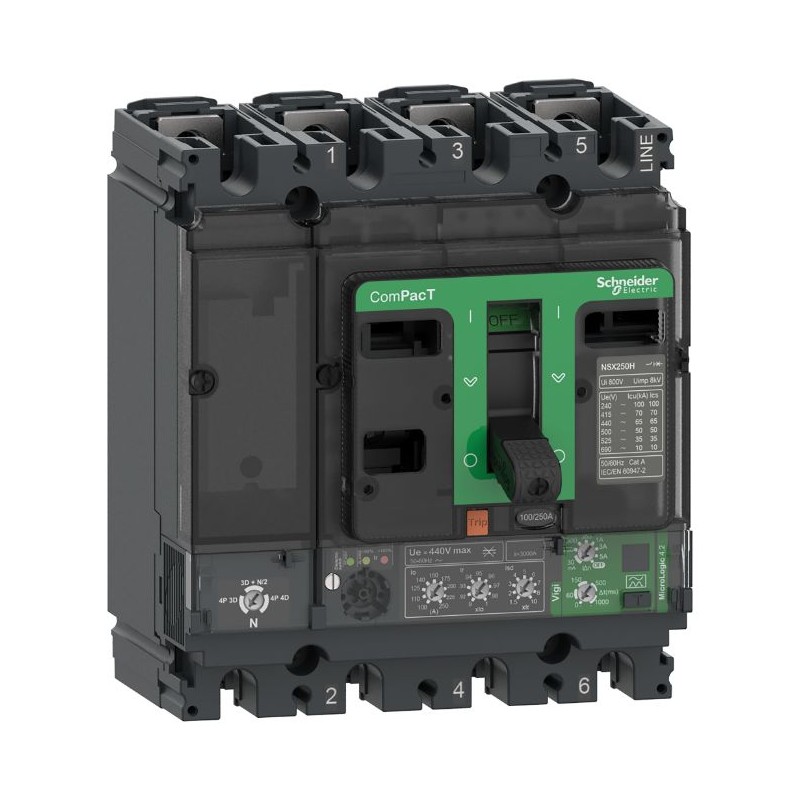 1 pcs - Schneider Electric, ComPacT New Generation MCCB 4P 160A, Fixed Mount