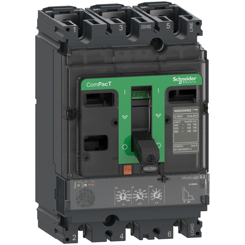 1 pcs - Schneider Electric, ComPacT NSX MCCB 3P 250A, Fixed Mount