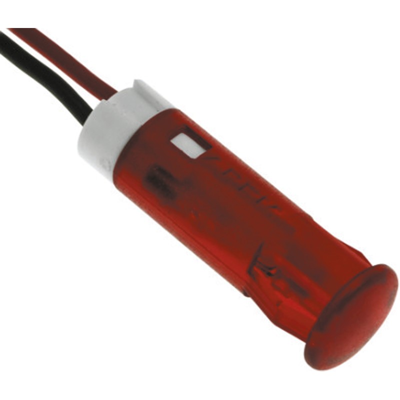 1 pcs - Apem Red Flashing LED Panel Mount Indicator, 24V dc, 6mm Mounting Hole Size, Lead Wires Termination