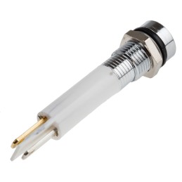 1 pcs - RS PRO White Panel Mount Indicator, 8mm Mounting Hole Size, Solder Tab Termination, IP67