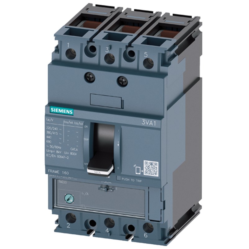 1 pcs - Siemens, SENTRON MCCB 3P 63A, Breaking Capacity 25 kA, Fixed Mount