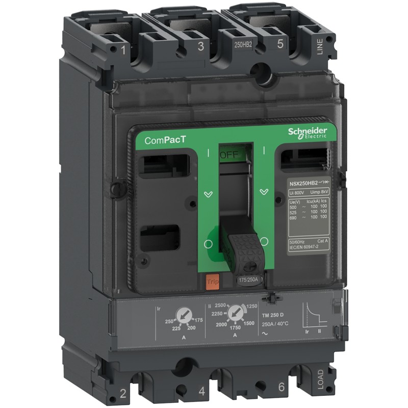 1 pcs - Schneider Electric, ComPacT NSX MCCB 3P 250A, Fixed Mount