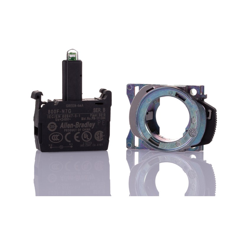 1 pcs - Allen Bradley 800F Light Block & Holder - Green, 240 V ac