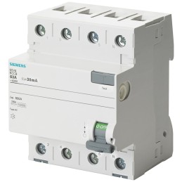 1 pcs - Siemens 5SV4346 RCCB, 63A, 4 Pole, 30mA, Type AC, 400V ac
