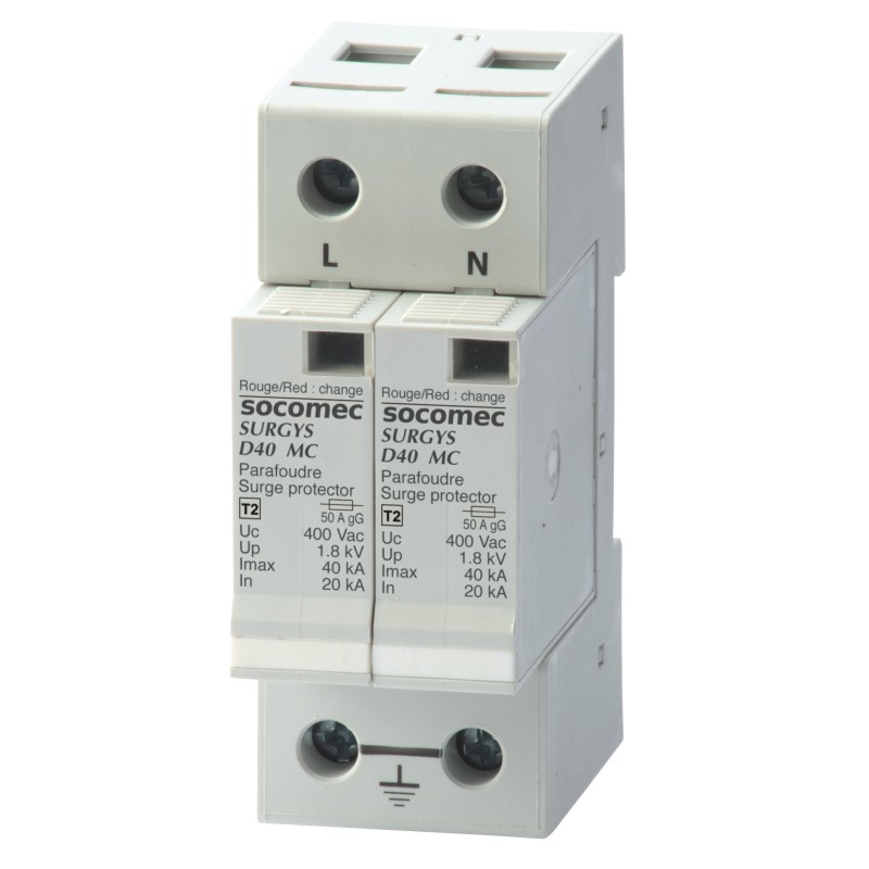 1 pcs - Socomec 1, 3 Phase Surge Arrester, 80kA, 1.8kV, DIN Rail Mount