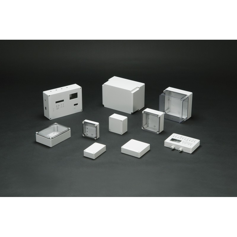 1 pcs - Takachi Electric Industrial SPCP Series Transparent Polycarbonate Enclosure, IP65, Off-White Lid, 125 x 175 x 60mm