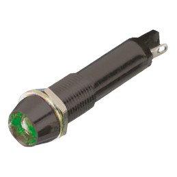 1 pcs - Dialight Green Panel Mount Indicator, 24V dc, 9mm Mounting Hole Size, Solder Tab Termination