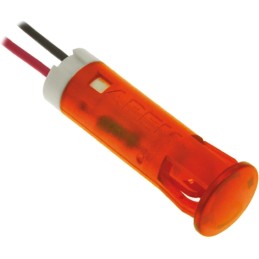 1 pcs - APEM Orange Panel Mount Indicator, 24V dc, 8mm Mounting Hole Size, Lead Wires Termination
