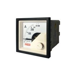 1 pcs - RS PRO Analogue Panel Ammeter 10 (Input) A, 250/5 (CT) A, 500 (Scle) A AC, 45mm x 45mm, 1 % Moving Iron