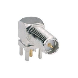100 pcs - TE Connectivity, jack PCB Mount SMA Connector, Through Hole Termination, Right Angle Body