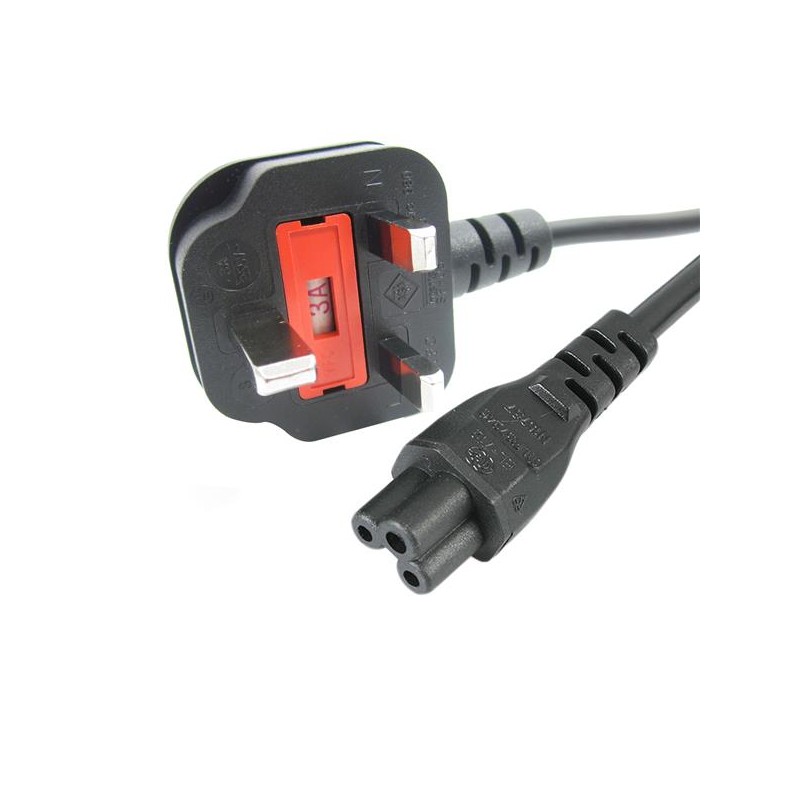 1 pcs - StarTech.com Right Angle Type G UK Plug to Straight IEC C5 Socket Power Cord, 1m