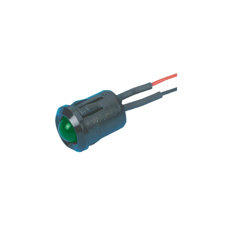1 pcs - RS PRO Green Panel Mount Indicator, 24V dc, 12mm Mounting Hole Size, Lead Wires Termination
