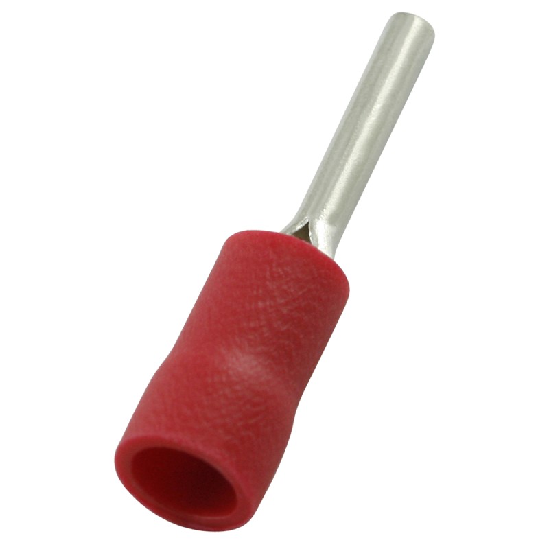 100 pcs - RS PRO Insulated Crimp Pin Connector, 0.5mm² to 1.5mm², 22AWG to 16AWG, 1.9mm Pin Diameter, 12mm Pin Length, Red