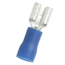 100 pcs - RS PRO Blue Insulated Female Spade Connector, Receptacle, 0.5 x 5.2mm Tab Size, 1.5mm² to 2.5mm²