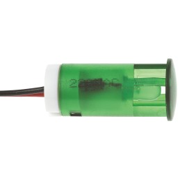 1 pcs - Apem Green Panel Mount Indicator, 220V ac, 12mm Mounting Hole Size, Lead Wires Termination