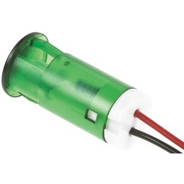 1 pcs - Apem Green Panel Mount Indicator, 220V ac, 12mm Mounting Hole Size, Lead Wires Termination