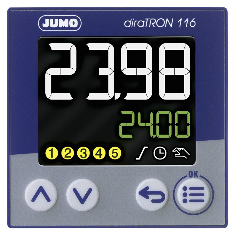 1 pcs - Jumo diraTRON Panel Mount PID Temperature Controller, 48 x 48mm 3 Input, 3 Output 2 Relay, 1 Logic, 110 - 240 V