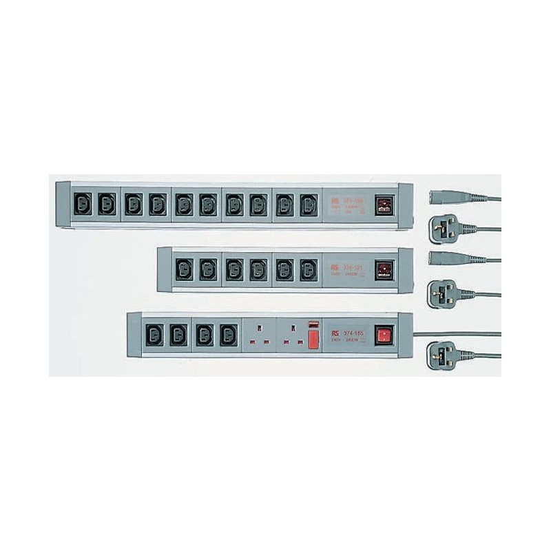 1 pcs - IEC C13 10 Gang Power Distribution Unit, 2m Cable, 10A, 230 V acRCD Protected, Fused