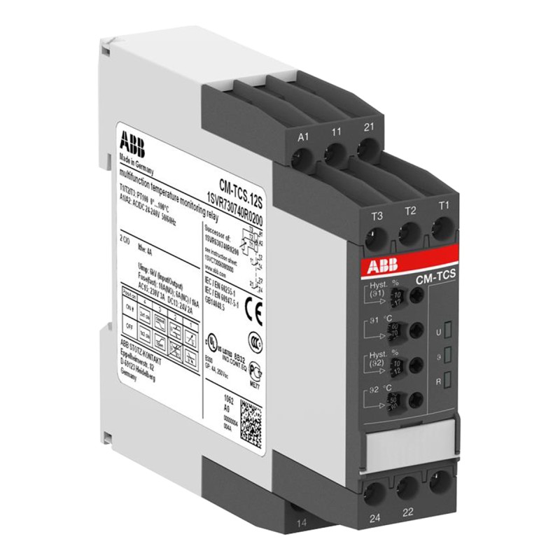 1 pcs - ABB Temperature Monitoring Relay, 3 Phase, SPDT, DIN Rail