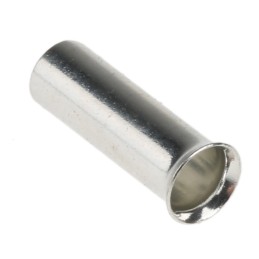 100 pcs - RS PRO Crimp Bootlace Ferrule, 10mm Pin Length, 3.2 mm, 3.9 mm Pin Diameter, 4mm² Wire Size