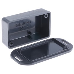 1 pcs - Hammond 1551 Series Black ABS Enclosure, IP54, Flanged, Black Lid, 60 x 35 x 20mm