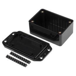 1 pcs - RS PRO Black ABS Enclosure, IP65, Flanged, Black Lid, 108.2 x 58.2 x 39.5mm
