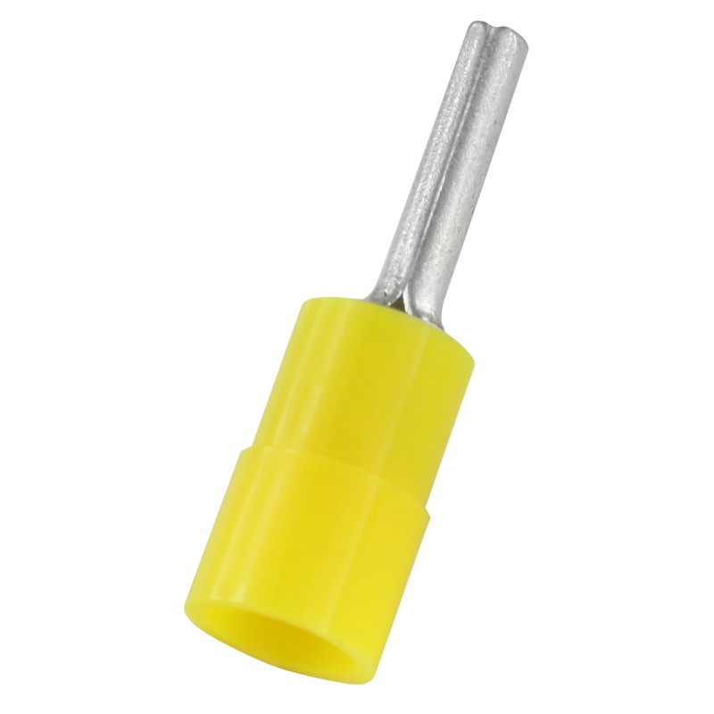 100 pcs - RS PRO Insulated Crimp Pin Connector, 4mm² to 6mm², 12AWG to 10AWG, 2.8mm Pin Diameter, 14mm Pin Length, Yellow