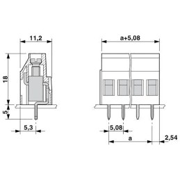 5 pcs - Phoenix Contact MKDS 3/ 3-5.08 Series PCB Terminal Block, 3-Contact, 5.08mm Pitch, Through Hole Mount, 1-Row, Solder