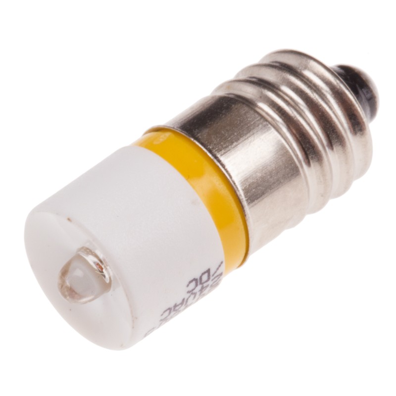 1 pcs - RS PRO Yellow LED Indicator Lamp, 24V ac/dc, E10 Base, 10mm Diameter, 630mcd