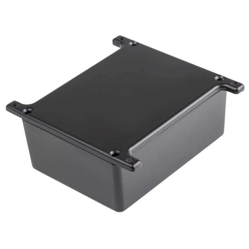 1 pcs - RS PRO Black Die Cast Aluminium Enclosure, Flanged, Black Lid, 110 x 82.5 x 44.5mm