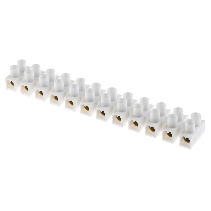 5 pcs - RS PRO Non-Fused Terminal Block, 12-Way, 76A, 6 AWG Wire, Screw Down Termination