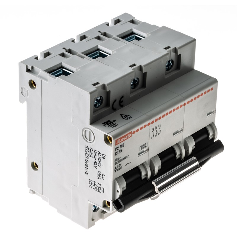 1 pcs - Lovato ModuLo P2MB MCB, 3P, 125A Curve C, 230V AC, 60V DC, 10 kA Breaking Capacity