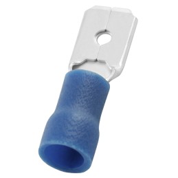 100 pcs - RS PRO Blue Insulated Male Spade Connector, Tab, 0.8 x 6.35mm Tab Size, 1.5mm² to 2.5mm²
