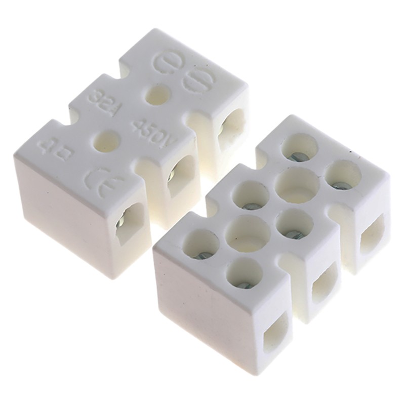 5 pcs - RS PRO Non-Fused Terminal Block, 3-Way, 5 - 32A, 12 AWG Wire, Screw Down Termination