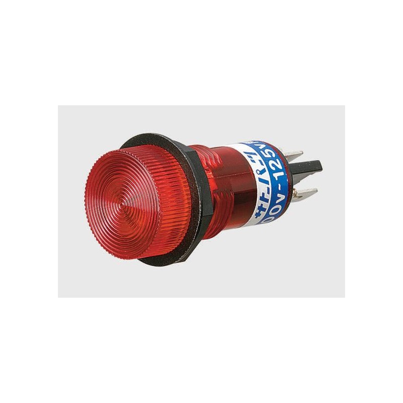 1 pcs - Red Neon Indicator Lamp, , Solder/Push-On Terminals, 100 - 125 V ac