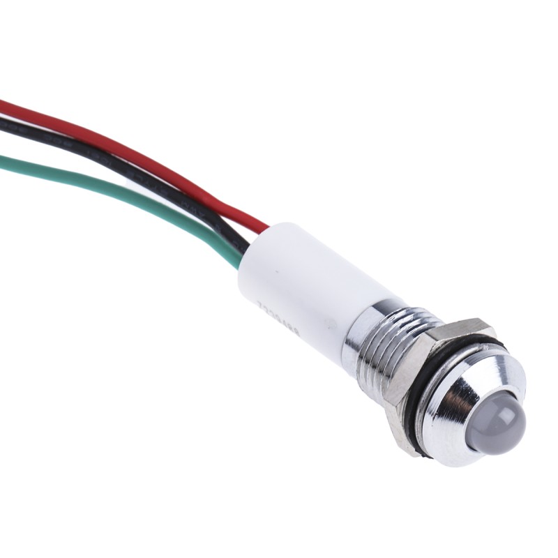 1 pcs - RS PRO Panel Mount Indicator, 24V dc, 8mm Mounting Hole Size, Lead Wires Termination, IP67