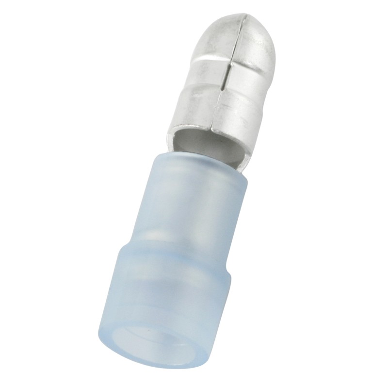100 pcs - RS PRO Insulated Male Crimp Bullet Connector, 1.5mm² to 2.5mm², 16AWG to 14AWG, 5mm Bullet diameter, Blue
