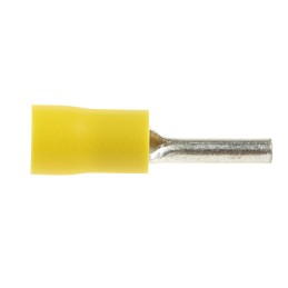 100 pcs - RS PRO Insulated Crimp Pin Connector, 4mm² to 6mm², 12AWG to 10AWG, 2.8mm Pin Diameter, 14mm Pin Length, Yellow