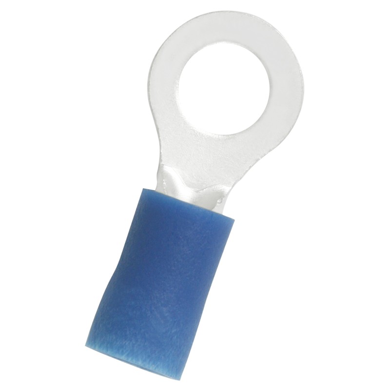 100 pcs - RS PRO Insulated Ring Terminal, 5.3mm Stud Size, 1.5mm² to 2.5mm² Wire Size, Blue