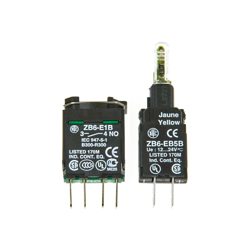 1 pcs - Schneider Electric Harmony XB6 Series Contact & Light Block, 12 - 24V, White Light, 1NO